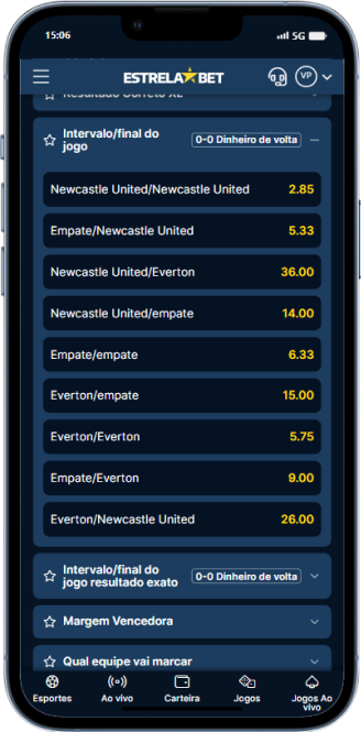 Captura de tela de apostas em intervalo/final do jogo na Estrela Bet