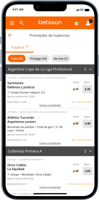 Odds turbinadas na Betsson